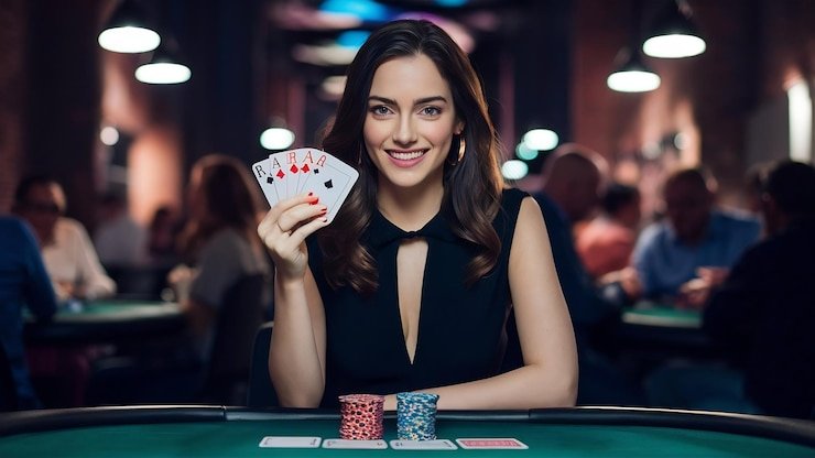 Studio dealer langsung rumah303 menampilkan meja blackjack dengan tampilan multi-kamera HD